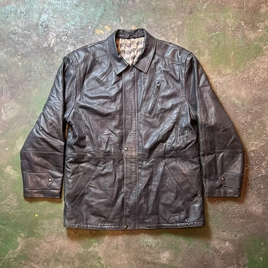 [XL] Made in Italy 빈티지 리얼레더 가죽 하프코트