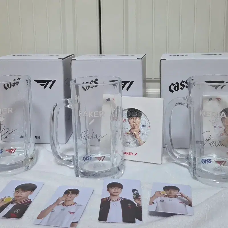 T1 맥주잔 세트 (오너, 페이커, 케리아) + 포토카드