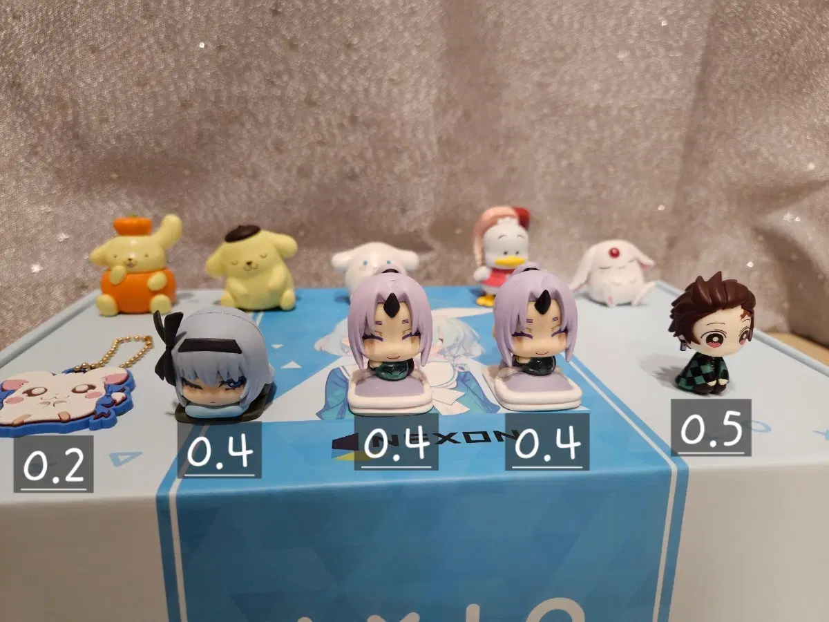 가챠 피규어 (전생슬 루미너스,시온,산리오 폼폼푸린,시나모롤,페클,귀칼 탄지로,햄토리,리본,마법기사레이어스 모코나)