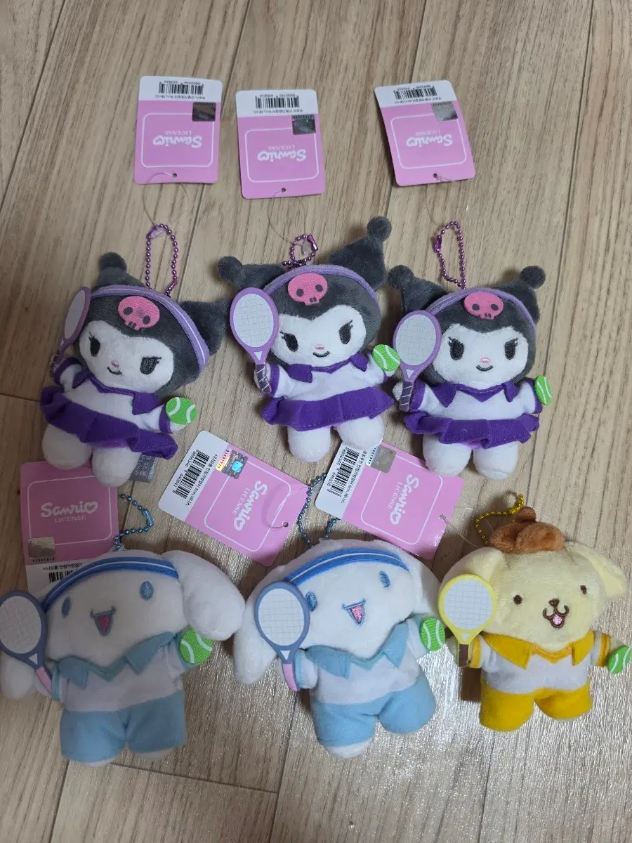 (정품 새상품) 산리오 테니스 인형 가방고리 키링 8cm
