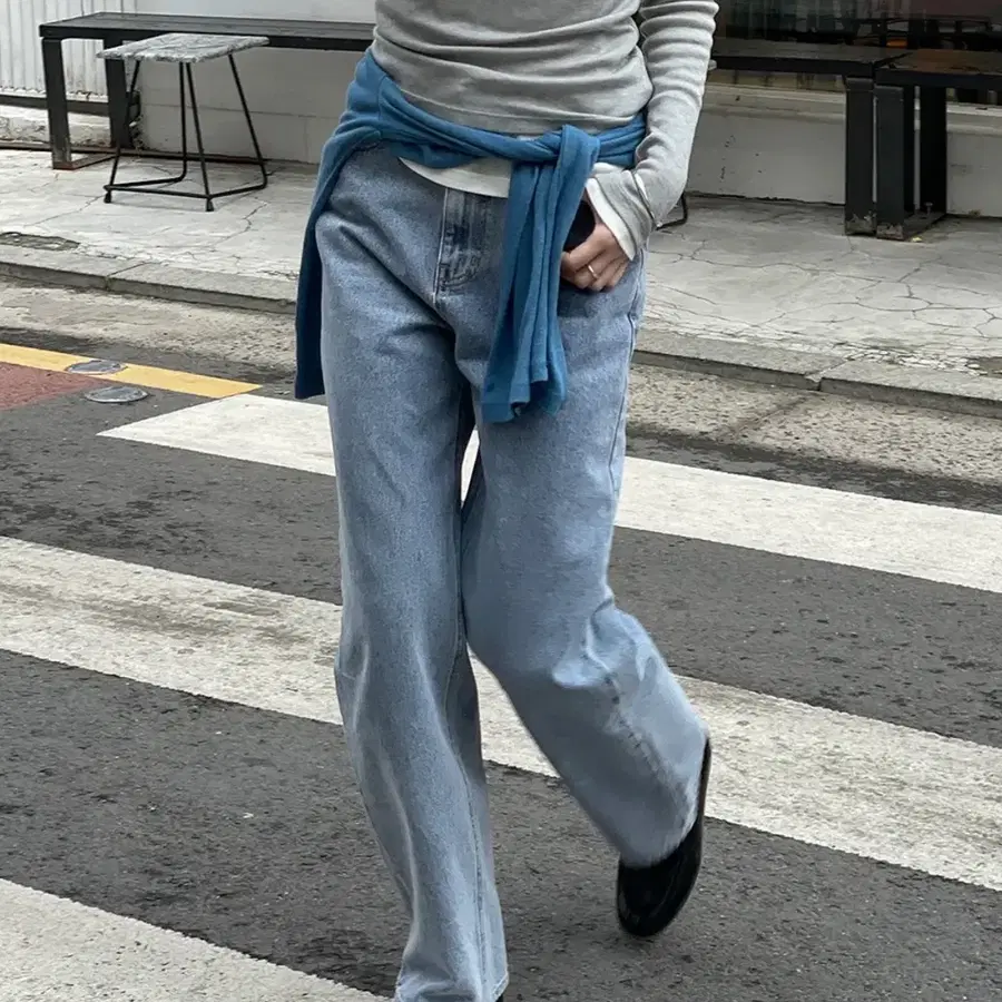 블루브릭 연청 와이드 데님팬츠 1사이즈