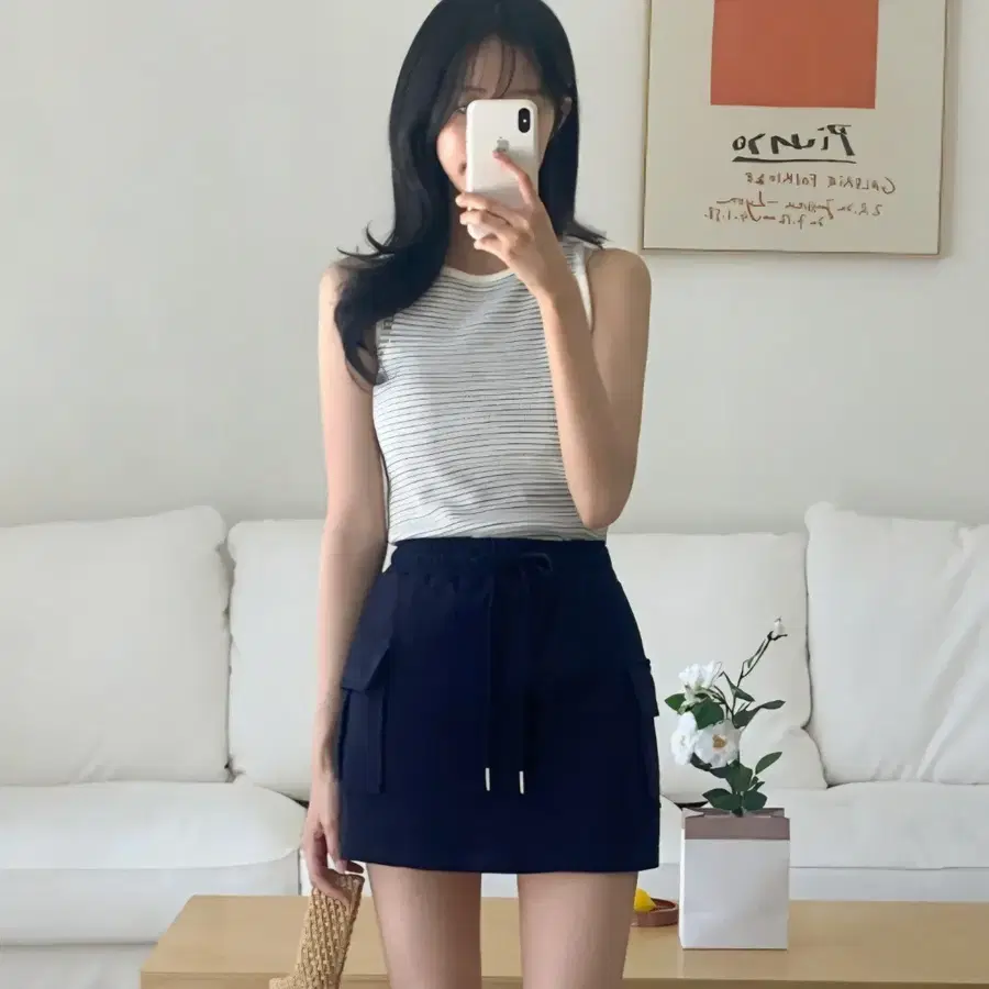 네이비 카고치마바지 새상품