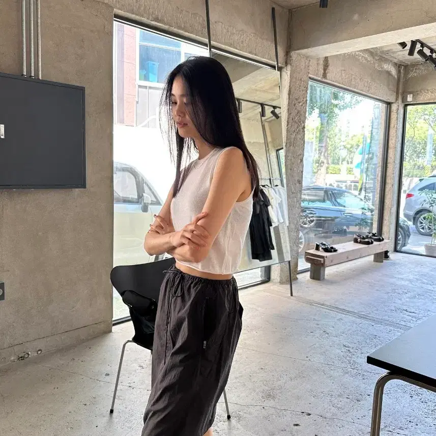 뉴욕나인 화섬 아노락 스커트 챠콜 S