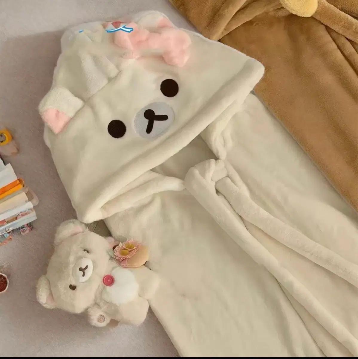 리락쿠마 후드 망토 담요