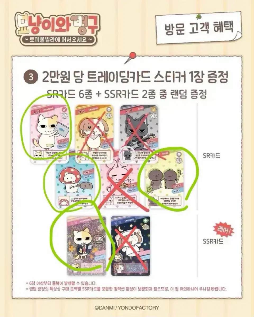 SSR 묘냥 포함 일괄 묘냥이와 멍구 팝업 트레이딩 카드 트레카 묘냥 멍구 아나스타샤 밤송 밤톨