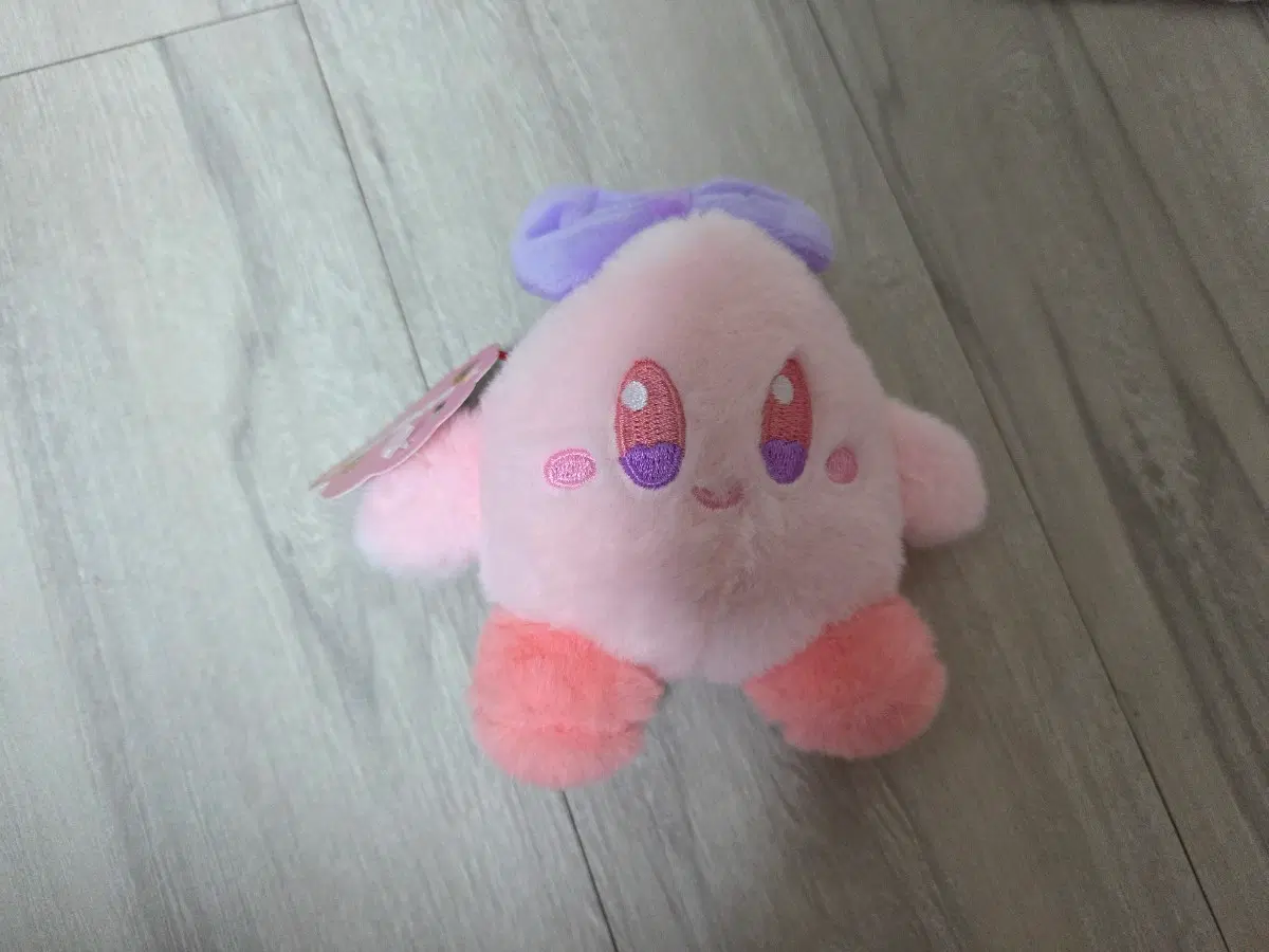 커비 인형 핑크 보라 리본