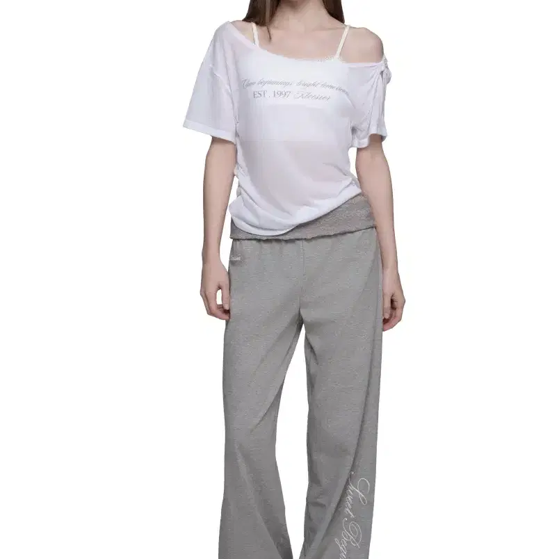 Powder sheer ribbon top, White