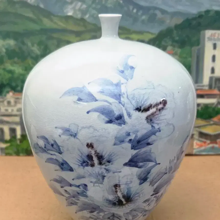 *조선백자 재현 거장 곡우 진종만 청화백자 항아리(화병/32cm)