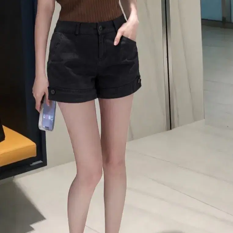 블랙 롤업 숏반바지