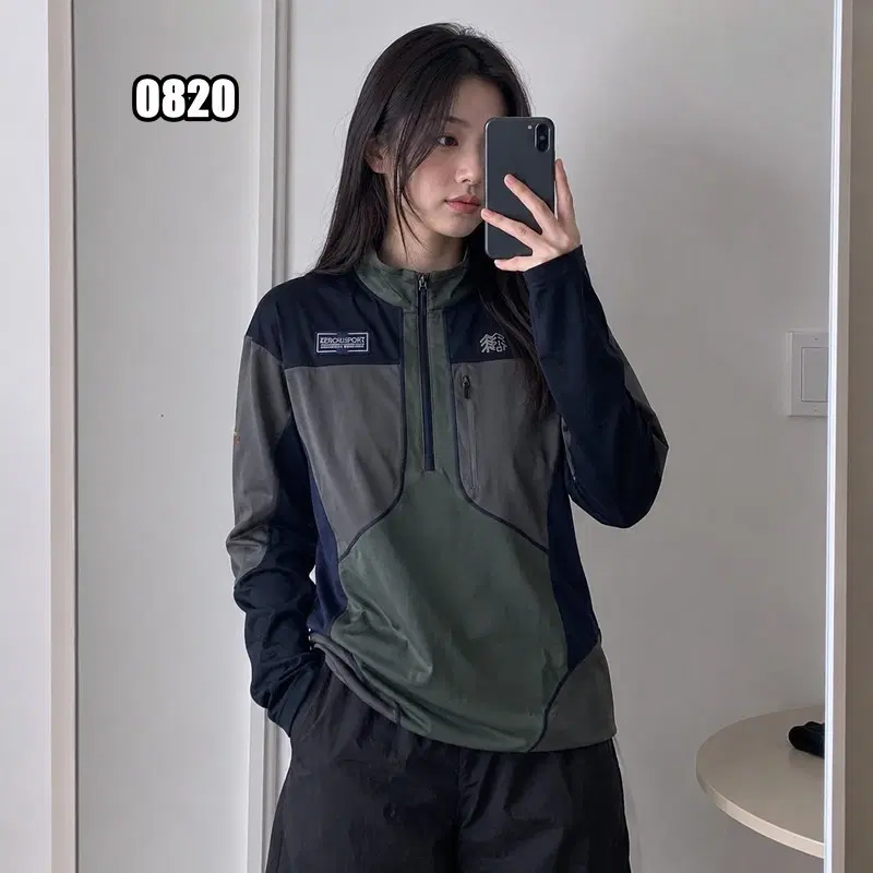 L 코오롱스포츠 기능성 반집업 긴팔 티셔츠