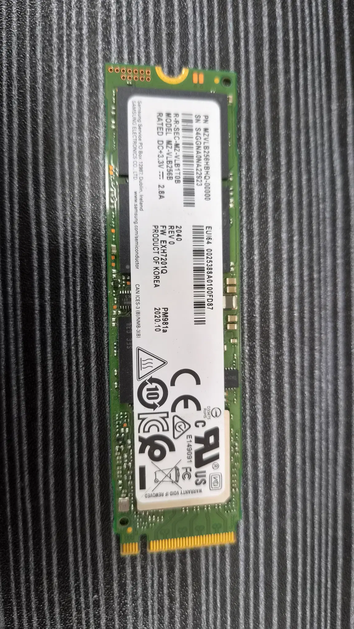 [무료배송] 가성비 끝판왕 삼성전자 PM981a 256GB M.2 NVMe SSD 정상작동