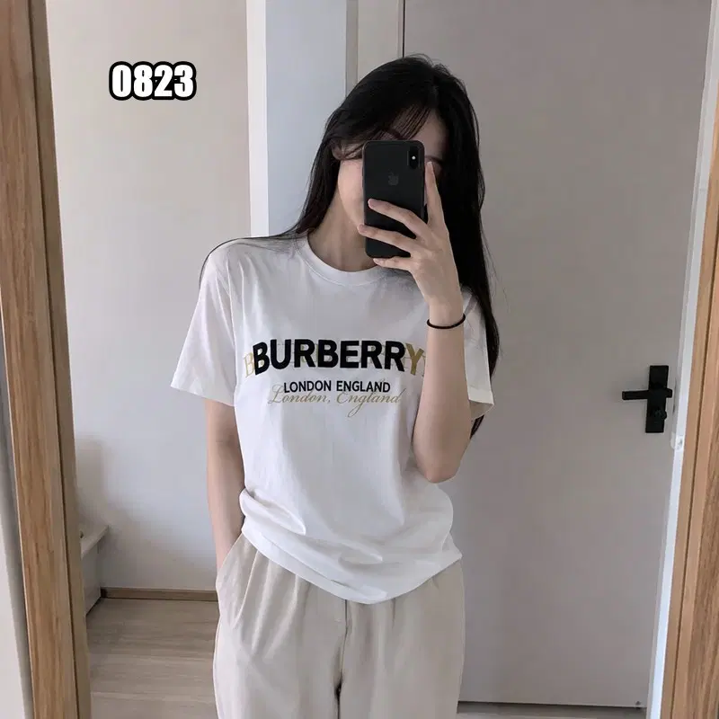 S 버버리 오버사이즈 더블 로고 반팔 티셔츠
