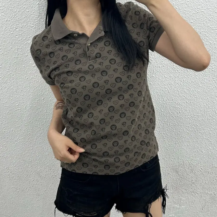베이프 미니 마일로 로고 브라운 pk반팔 S
