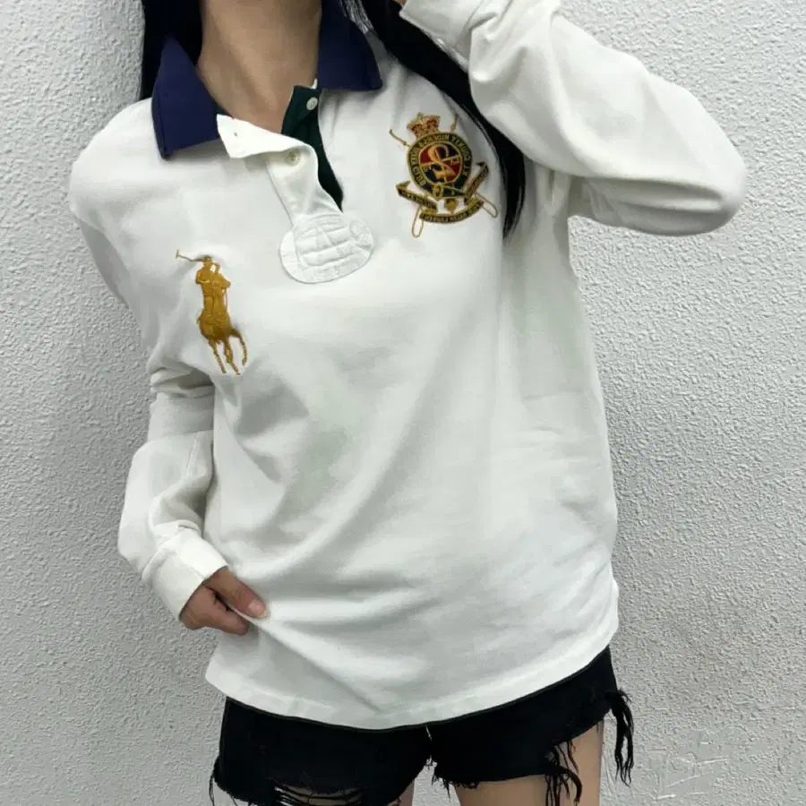 폴로 랄프로렌 치프키프 골드 빅포니 화이트 럭비티 L
