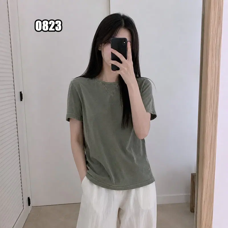 L C.P. 컴퍼니 가먼트 다이 넥 디테일 렌즈 반팔 티셔츠
