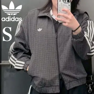 새상품 S adidas 체크 트랙탑 블랙 x 화이트