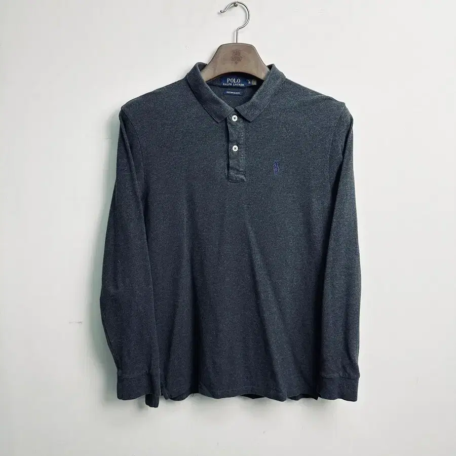 폴로 랄프로렌(Polo Ralph Lauren) 차콜 그레이 커스텀 슬림 긴팔 카라티 (XL 사이즈)