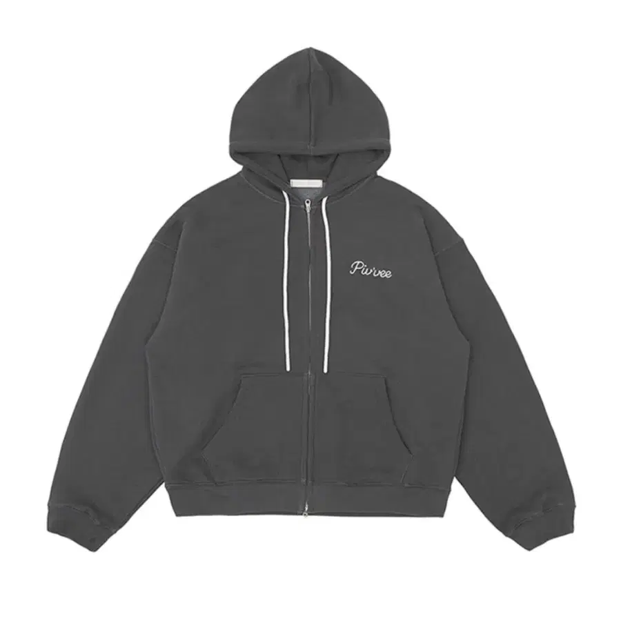 피브비 로고 embroidered 집업후디 퍼지차콜