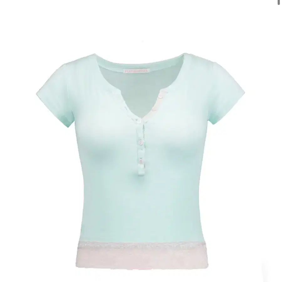 포어링 Baby powder lace tee (mint) m size