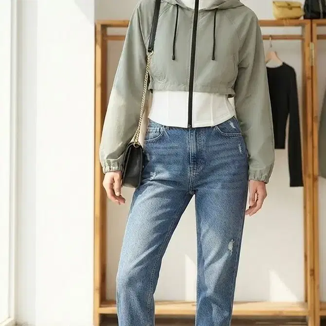 자라 후드집업 블루종