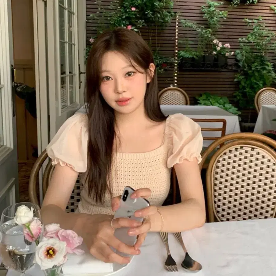 (포장째새상품) 베르니마켓 쉘리 쉬폰 니트 Shelly Chiffon Knit 피치