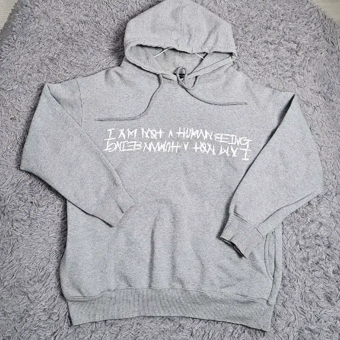 (Z)암낫휴먼비잉 기모 후드 그레이 S