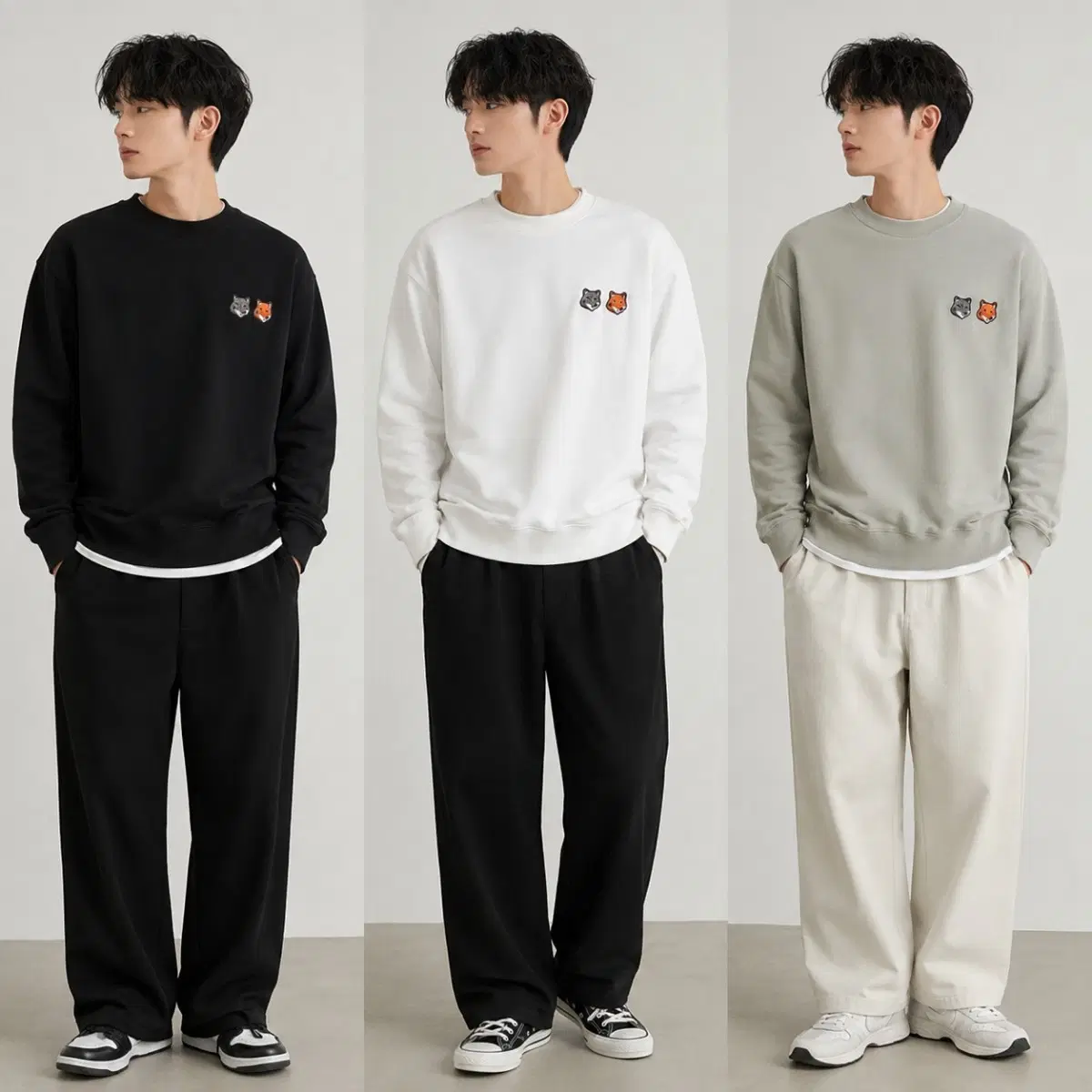 Maison Kitsuné Two Foxes Sweatshirt Black/White/Gray