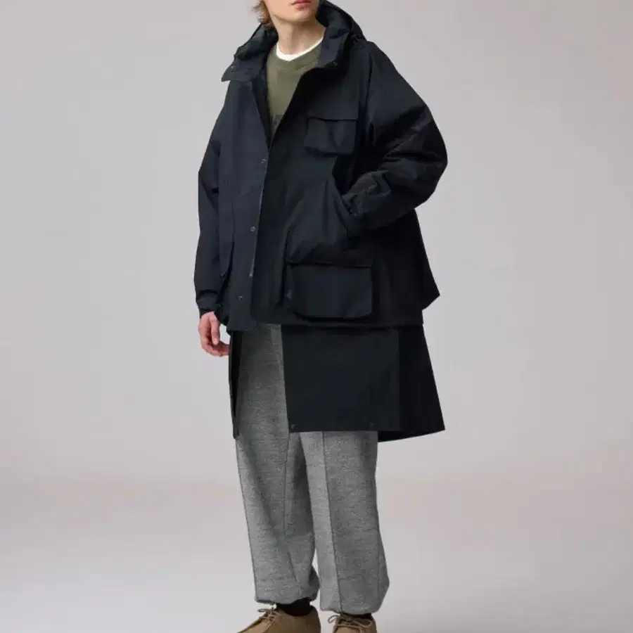 GU 지유 X 엔지니어드 가먼츠 패딩 쉘 파카 야상 자켓 M 네이비