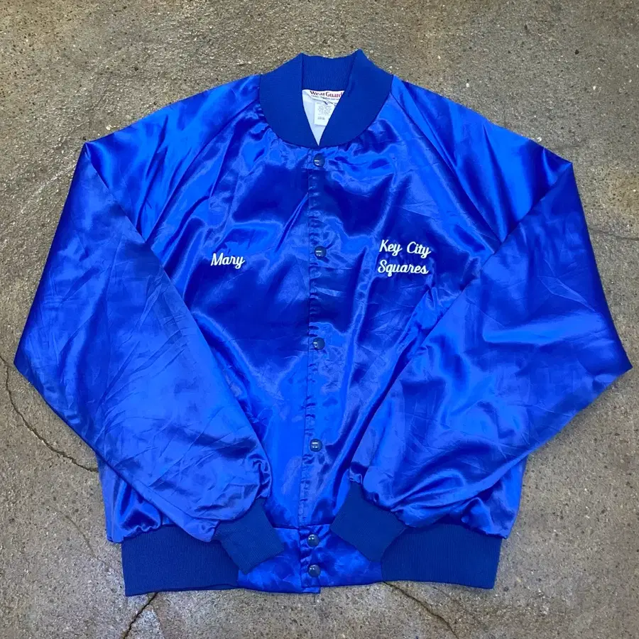 90s Made in USA 바람막이 블루종 사틴자켓 점퍼