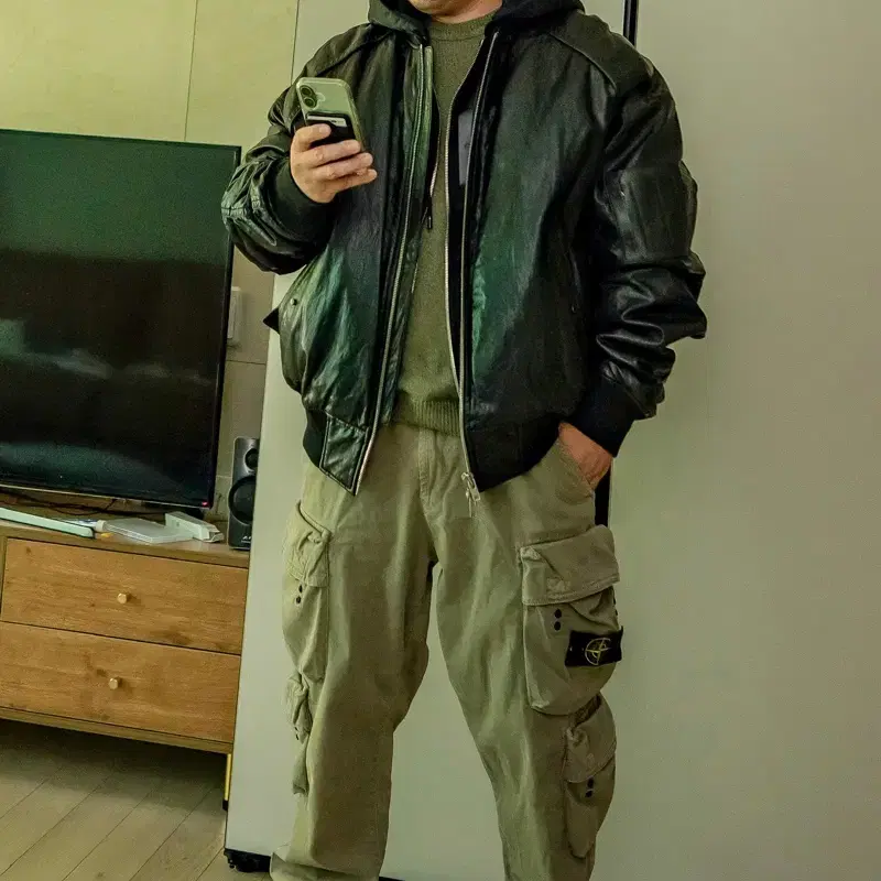 준지 레더 후드마원 48황금사이즈