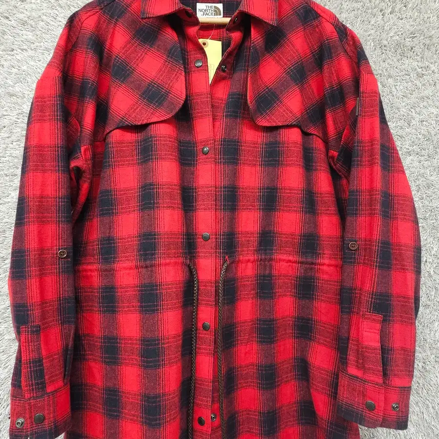 [노스페이스] 레드 블랙 체크 패턴 셔츠 ,Size: XL(남녀공용),[1S-WT-0009]