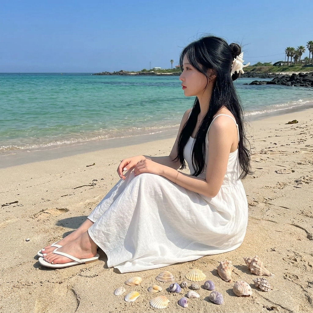오로라 진주 조개 반머리 올림머리 헤어 집게핀 반머리핀 올림머리핀 휴가룩 여행룩
