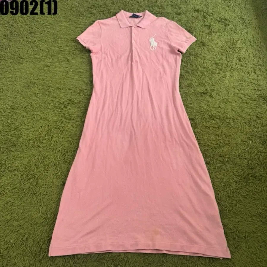 폴로 랄프로렌 빅포니 핑크 반팔 카라 원피스 S