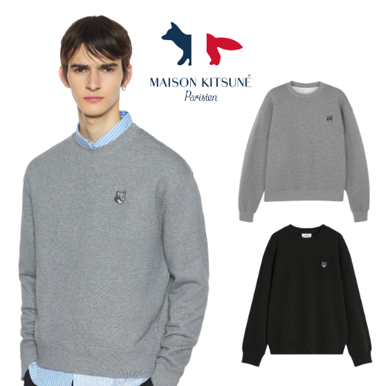 Authentic/New) Maison Kitsuné Grey Fox Head Sweatshirt Unisex 2 Colors
