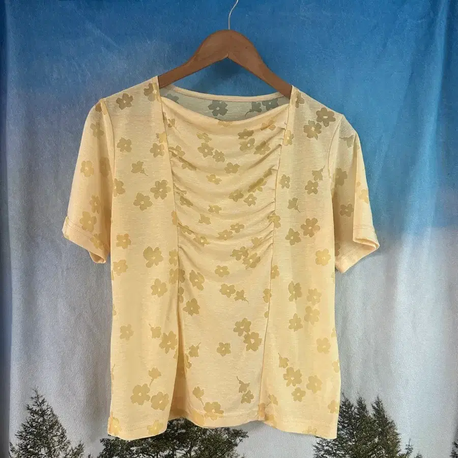 Floral see-through hafe t shirt