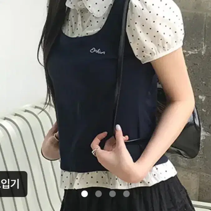 도트레이어드 반팔 블라우스