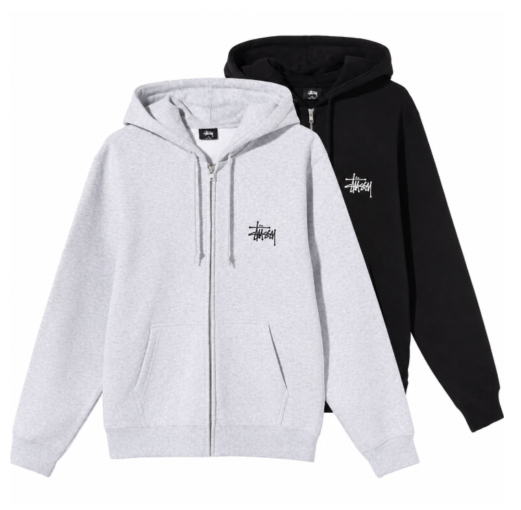 Genuine/New Product) Stussy Brushed Hoodie Unisex 2 Colors (Black/Light Gray)