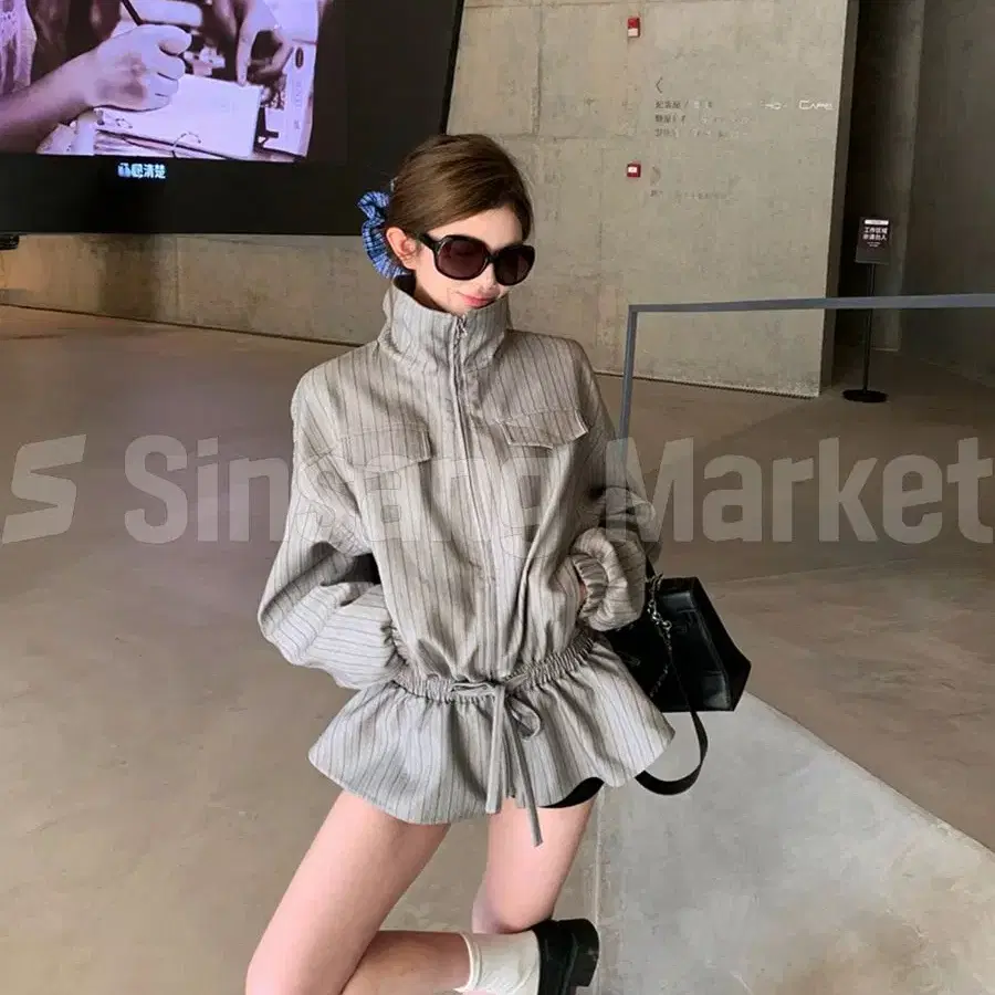 [빠른발송] 스트라이프 스트링 자켓