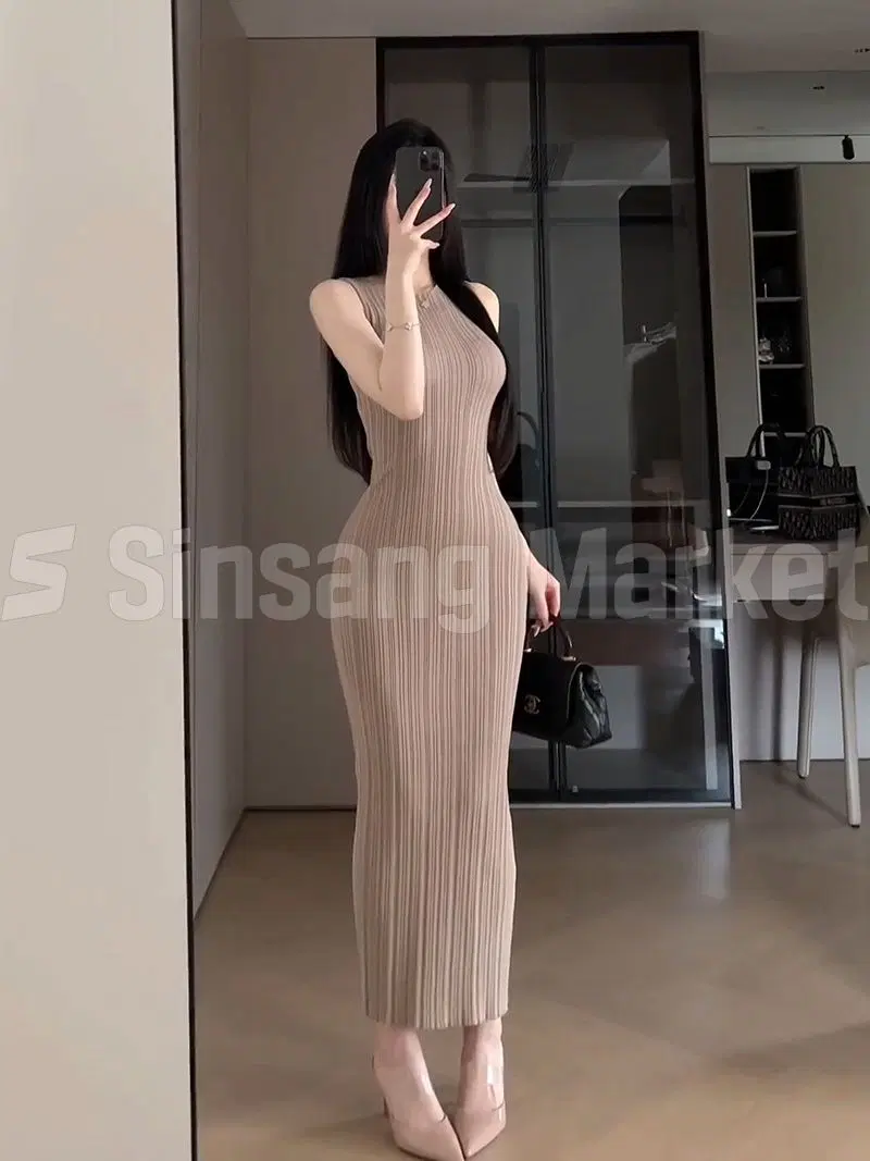 [빠른발송] 골지 민소매 원피스