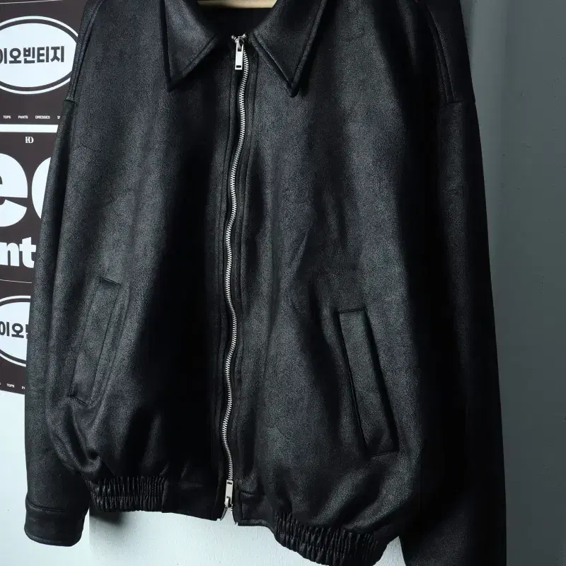 (L-XL) 블랙모먼트 집업 바람막이 점퍼자켓 비건레더-H38496