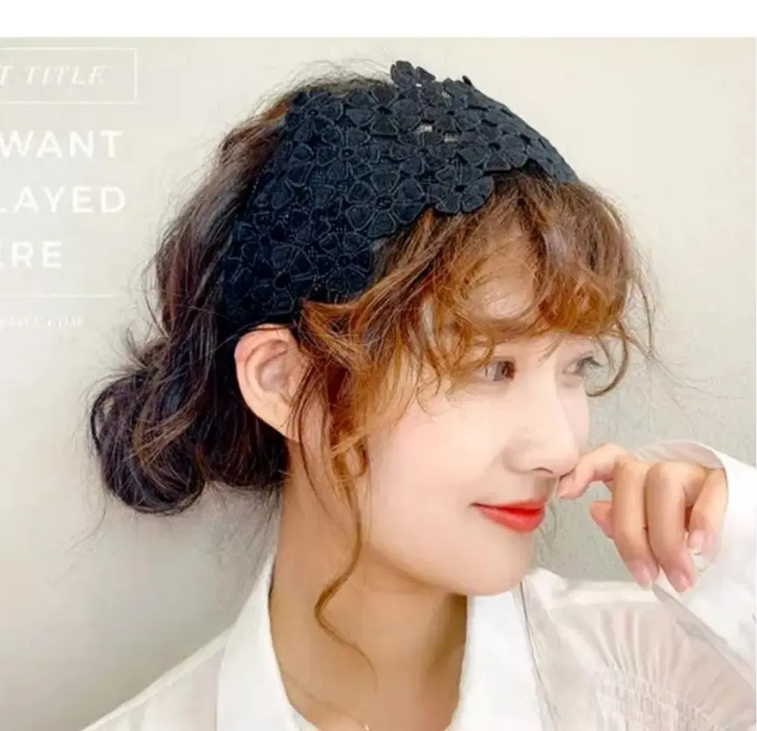 꽃자수 두건식 머리띠