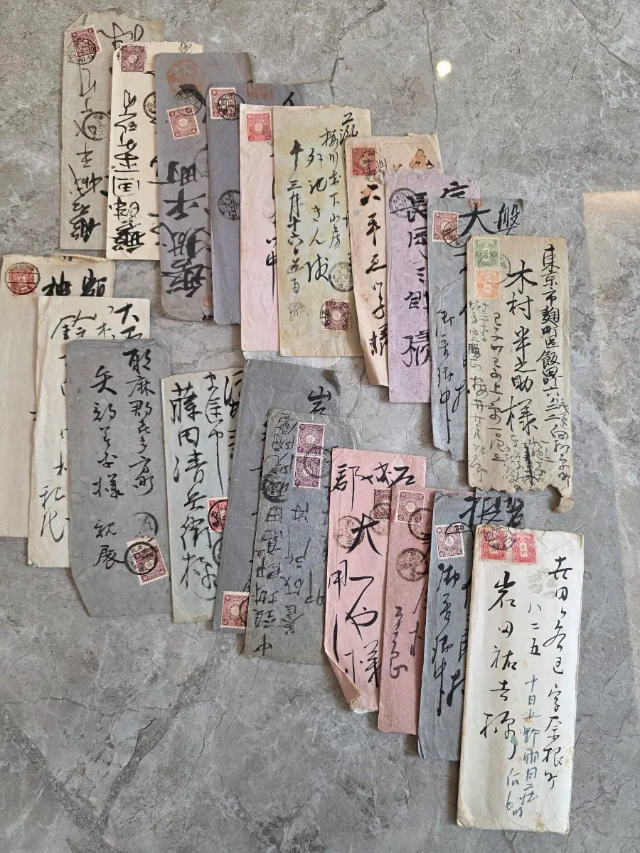 4. 일제강점기 시대 이후 일본 사용한 편지 20장 일괄.