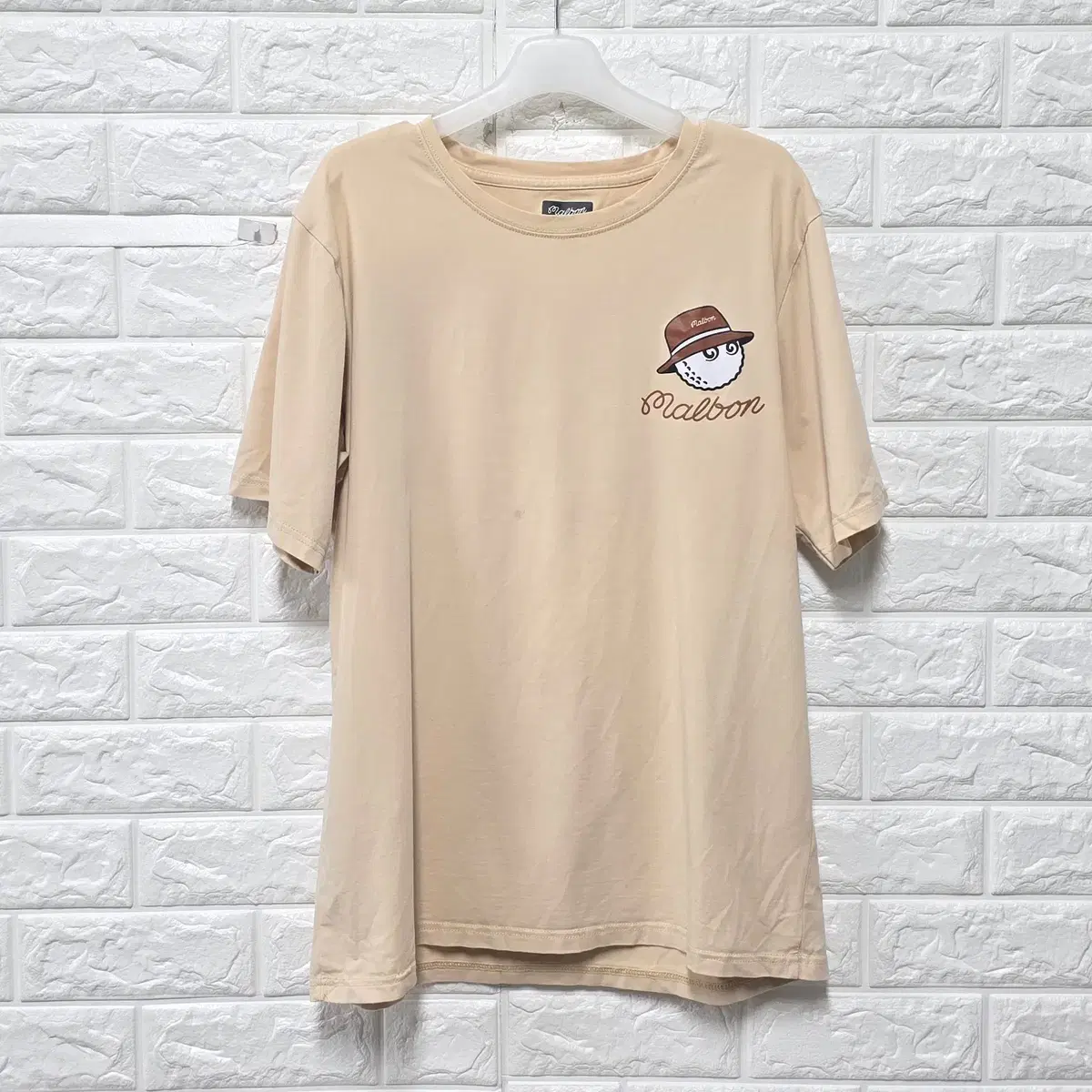 XL 말본 골프 베이지 반팔 티 E903
