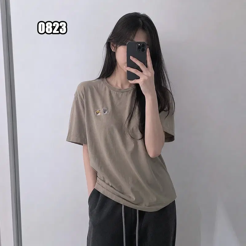 XL 메종 키츠네 더블 폭스 헤드 베이지 반팔 티셔츠