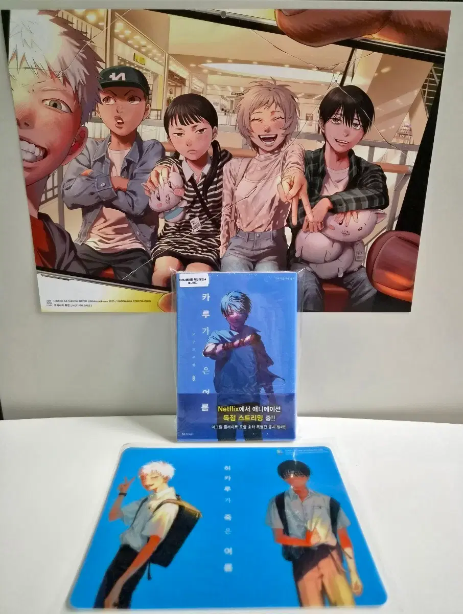 미개봉 초판)히카루가 죽은 여름 8권+포스터+마우스패드+애니메이트 특전