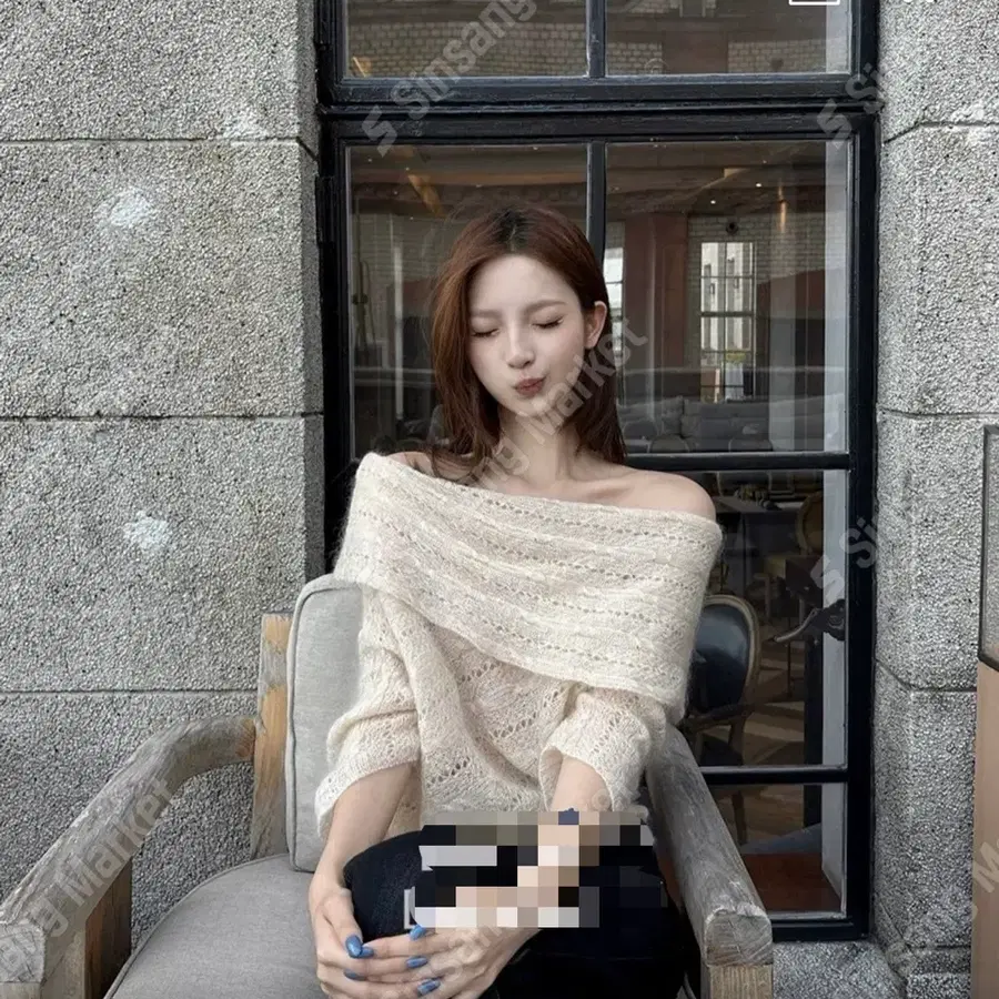(새상품) 오프숄더 니트 베이지 수입의류