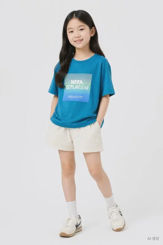 네파 블루 키즈 155 반팔티 O2851