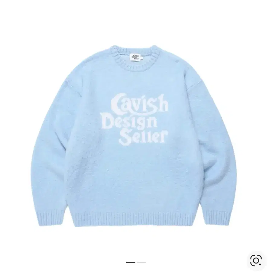[새상품] CAVISH 카비시 브러쉬 셀러 로고 니트 크루넥 블루 S