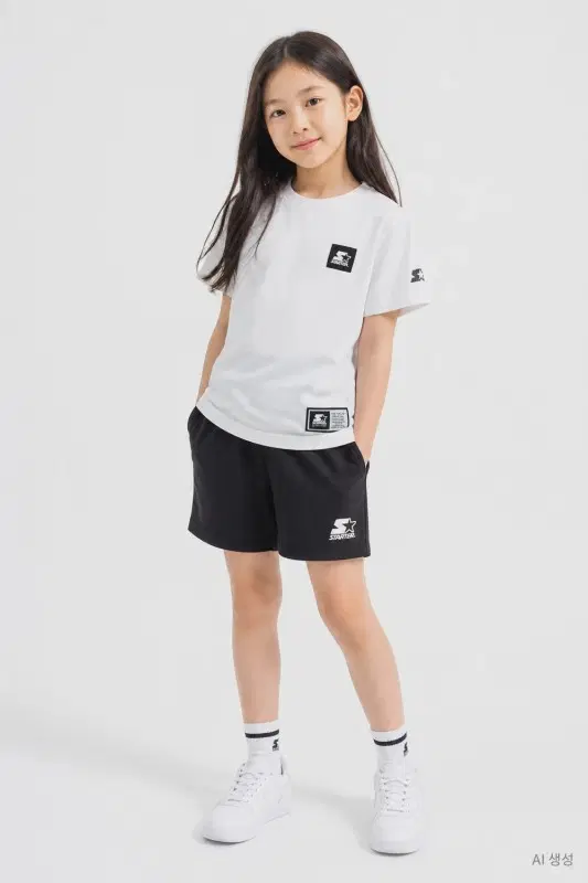 스타터 화이트 키즈 130 반팔티 O2852