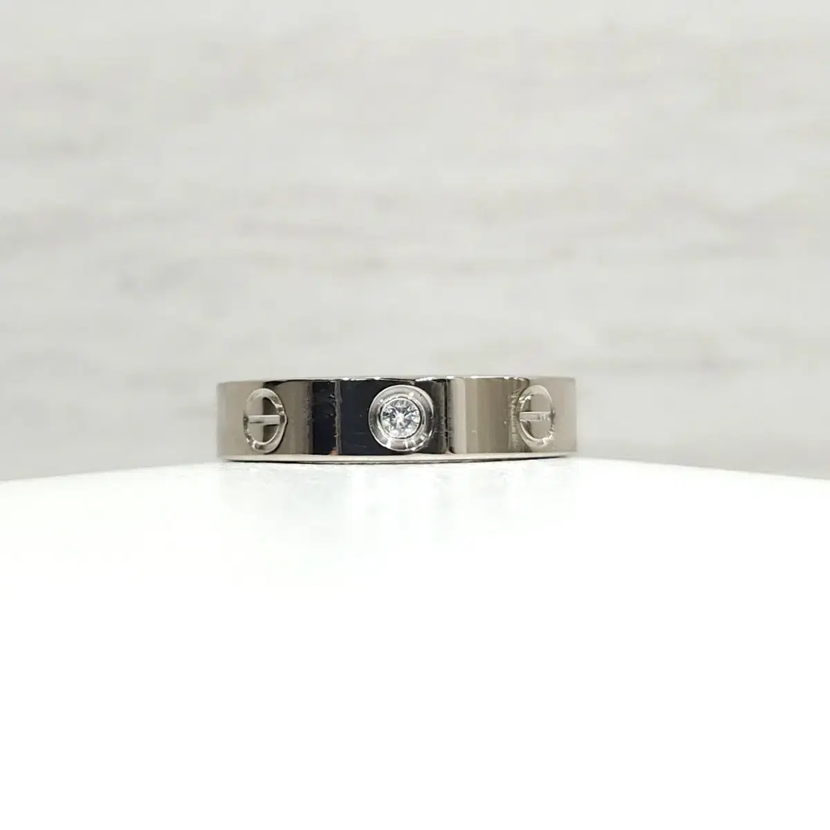 까르띠에 러브 밴드 링 다이아몬드 1P 18K 화이트골드 49호 4mm